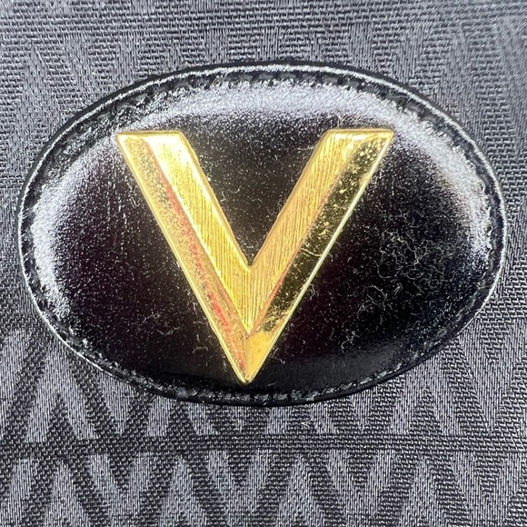 MARIO VALENTINO Black Leather V Logo Clutch/Cosmetic/Toiletry/Travel PVC Bag - Picture 9 of 11